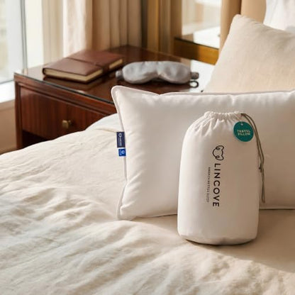 Lincove Canadian Down Feather Travel Pillow - Luxury Pillows to Support Head, Neck, While Sleeping on Airplanes, Cars, Hotels & Home - Comfortable Vacation Sleeping Essential, 13"x18" - style: 13"x18" 1 Pack
