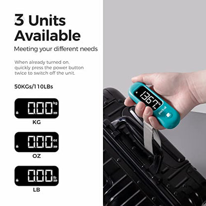 pack all Digital Luggage Scale for Travel, 110Lbs Capacity, 0.1Lb Precision - color: Malachite Blue