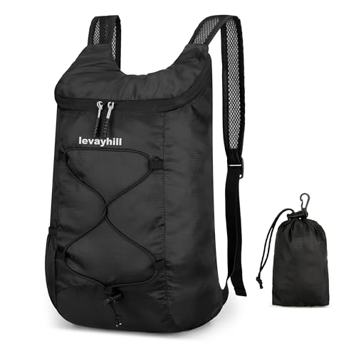 levayhill 16L Foldable Hiking Backpack,Small Packable Daypack,Black - color: Black