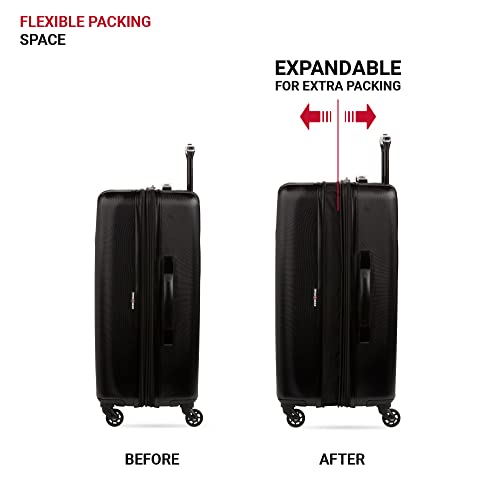 SwissGear 8018 Expandable Luggage, Hard Shell Medium Luggage with Spinner Wheels - color: Black, size: Checked-Medium 24-Inch