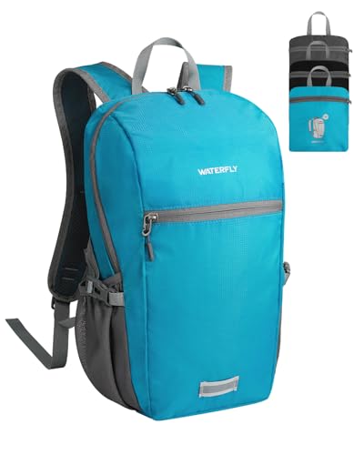 WATERFLY Small Packable Travel Backpack: 10L Ultra-Light Daypack for Adults - color: Peacock Blue