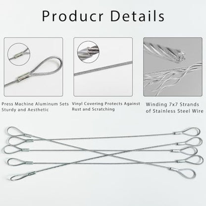10 Pack Luggage Lock Safety Cable, Stainless Steel Cable with Loops - size: 10 Pieces