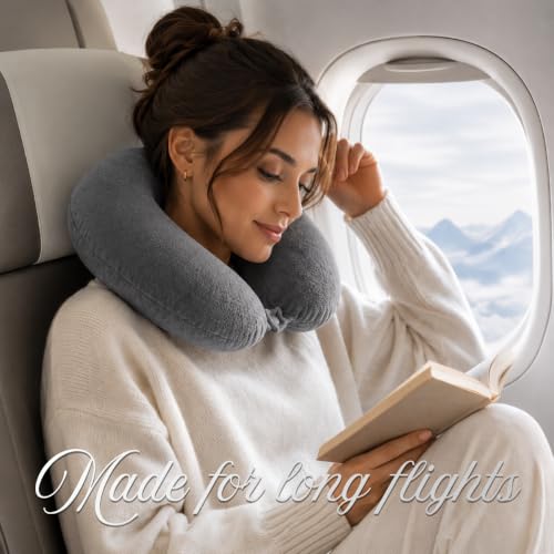 Vinahug Travel Neck Pillow, Natural Latex, Soft Velvet Cover