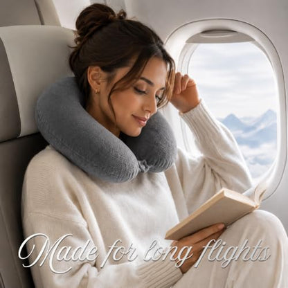 Vinahug Travel Neck Pillow, Natural Latex, Soft Velvet Cover