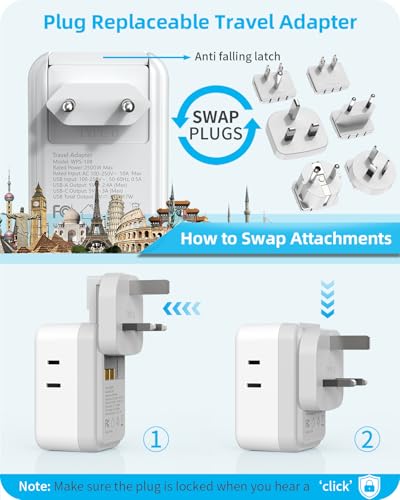 International Power Adapter Set, Travel Adapter, US to EU/UK/AUS/Japan - style: World Adapter+Type F/G/I/C/B/A