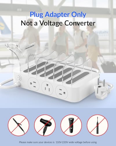 SooPii 60W 6 Port Charging Station for Multiple Devices with 3 AC Outlets
