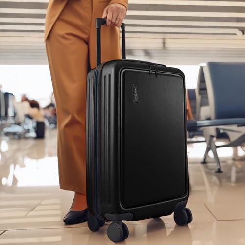 TRAVELARIM 24 Inch Checked Luggage with Spinner Wheels, Medium Suitcase - color: Black, size: Medium 24-Inch Checked