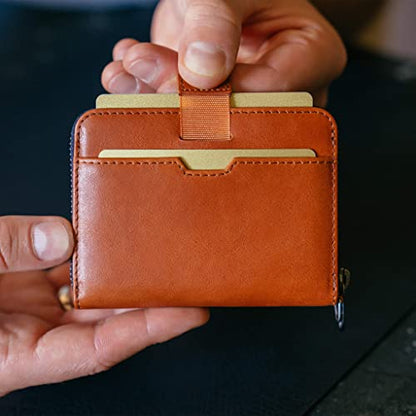 Vaultskin Mayfair Premier Leather Zip Wallet - Ultimate RFID Safety, Streamlined for Style & Functionality for Men and Women - color: Cognac