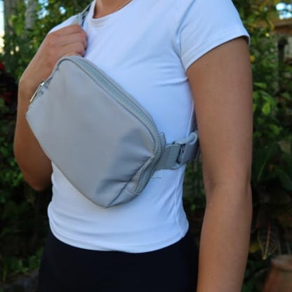 Mini Nylon Belt Bag Fanny Pack Crossbody, Light Grey - color: Light Grey