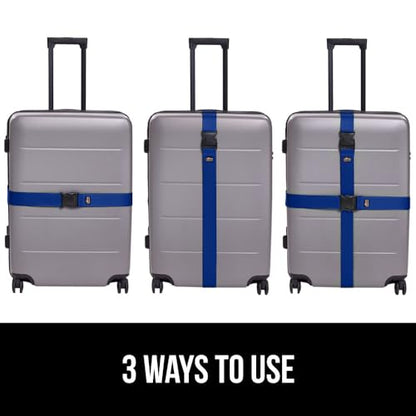 GORILLA GRIP Heavy Duty Luggage Straps for Suitcase, 4 Pack, Blue - color: Blue