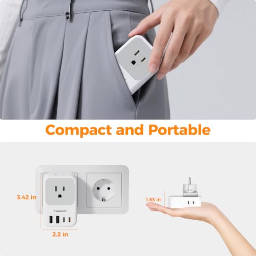 TESSAN All European UK Travel Plug Adapter Kit, PD 20W