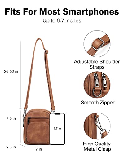FADEON Small Purses for Women Crossbody Bags, RFID Anti-Theft 4 Card Slots - color: 1 Brown Retro Style
