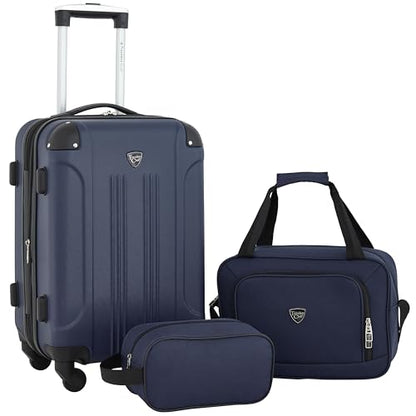 Travelers Club Chicago Hardside Expandable Spinner Luggage, Navy Blue, 3 Piece Set - color: Navy Blue, size: 3-Piece Set