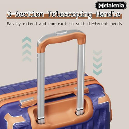 Melalenia Luggage Sets 7 Piece Hard Shell Carry on Suitcase with Spinner Wheels and TSA Lock, Lightweight Travel Duffel Bag for Women, Men, Navy Brown - color: Navy Brown, size: 7 Piece Set(DB/TB)