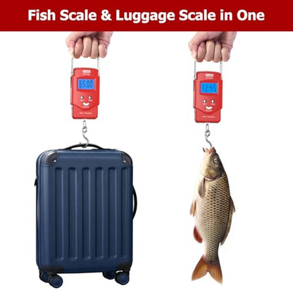 Dr.meter Fish Scale, 110 lb Digital Luggage Scale with Tape - color: Red