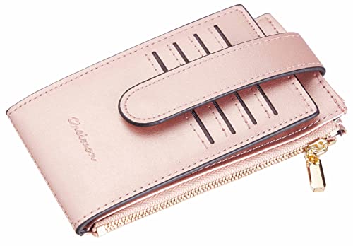Chelmon Women's RFID Slim Card Holder Wallet - color: Rose Gold Classic