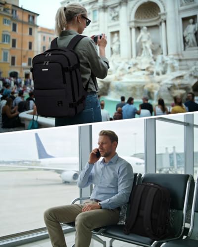 WANDF Personal Item Travel Bag 18x14x8, Carry On Laptop Backpack (Black) - color: B-black, size: 18x14x8