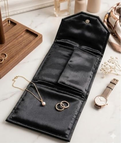 Novel Box Necklace Display Pearl Folder, 7x5 Inch Jewelry Case, Black/Black - color: Black/Black Stitched, size: Small
