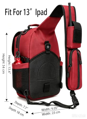 Tactical Sling Crossbody Bag Holster Shoulder Backpack 15L - color: Red