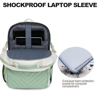 VANKEAN 17.3 Inch Laptop Backpack for Women Large Capacity - color: Beige Light Green, size: 17.3 Inch