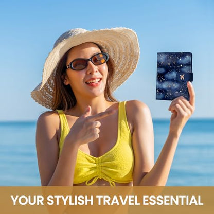 Passport Holder for Travel, RFID Blocking Wallet with Magnetic Closure - color: F-Star