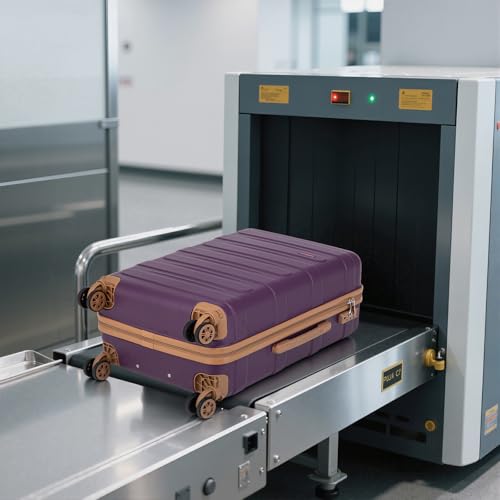 Cobens Luggage Sets 5 Piece, Suitcase with Wheels, 20/24/28inch, Violet | Water-Resistant ABS Hard Shell, 360°Detachable Spinner Wheels, Tsa Lock, Large Checked Travel Suitcases for Family - color: Violet