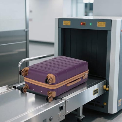 Cobens Luggage Sets 5 Piece, Suitcase with Wheels, 20/24/28inch, Violet | Water-Resistant ABS Hard Shell, 360°Detachable Spinner Wheels, Tsa Lock, Large Checked Travel Suitcases for Family - color: Violet