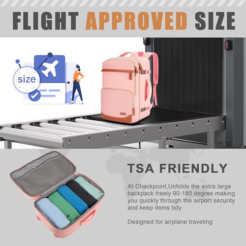 40L Travel Backpack, Flight Approved Carry On Laptop Backpack - color: Pink, size: Large