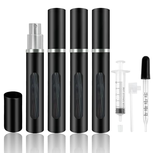 4 Pack Refillable Mini Perfume Atomizer Bottle，Portable Separate Bottles，Travel and Outings Spray Boxes Dispensers 5ml/0.2oz (Black) - color: 4pcs Black