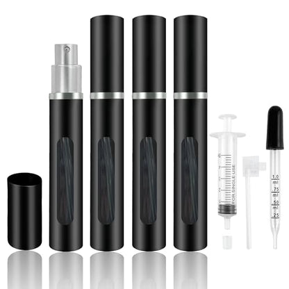4 Pack Refillable Mini Perfume Atomizer Bottle，Portable Separate Bottles，Travel and Outings Spray Boxes Dispensers 5ml/0.2oz (Black) - color: 4pcs Black