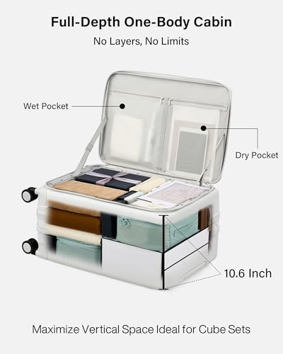 Hanke Hardside Expandable Carry On Luggage, 20 Inch Top Opening Suitcase - color: Smoke White, size: 20 Inch EXT
