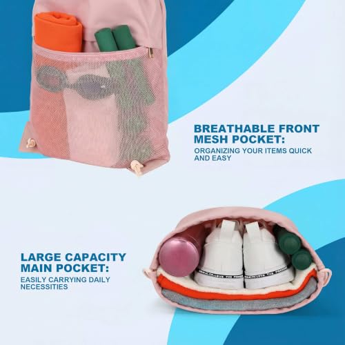 TILYMOL Drawstring Backpack for Sports - Small Gym Bag for Men & Women - color: 1 Pack-pink