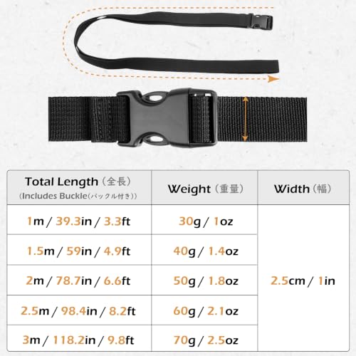 TRIWONDER Tie Down Straps Buckle Lashing Strap Luggage Belt for Suitcase Travel Packing Cargo Trucks Accessories for Bike Rack Backpack Sleeping Bag Box 4 Pack (Black - 3.28ft) - size: 3.3 FT
