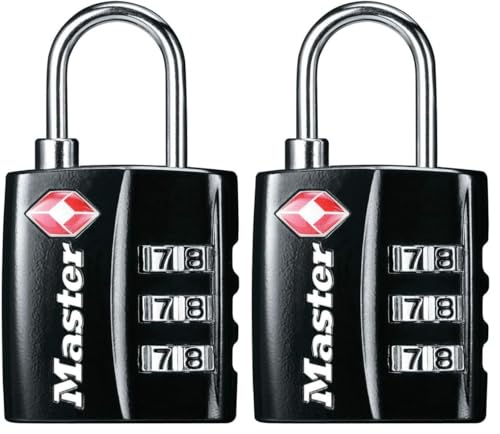 Master Lock 4680DBLK TSA-Approved Luggage Lock, 1-3/16-in. Wide, Black (Pack of 2) - size: 2 Pack