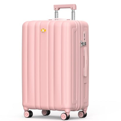 MGB 24 Inch Checked Hard Shell Suitcase, Scratch Resistant with TSA Lock - color: Pink, size: 24 Inch - Checked