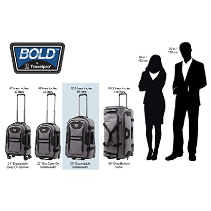 Travelpro Bold Softside Checked Rollaboard, Grey/Black, 25-Inch - color: Grey/Black, size: Checked-Medium 25-Inch