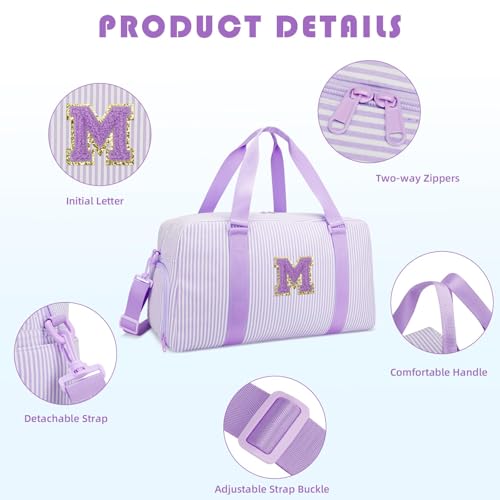 Birthday Gifts for Teen Girls Women, Initial Travel Duffle Bags - color: Purple, style: M