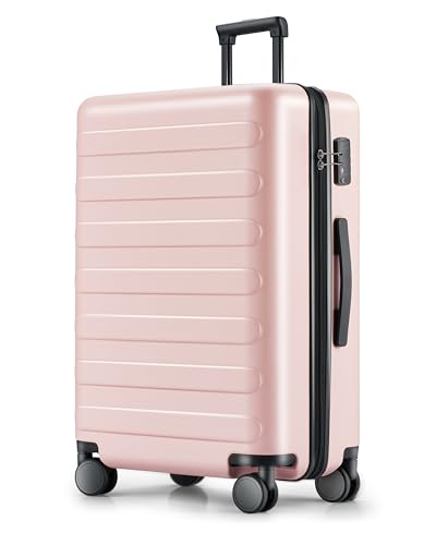 NINETYGO Large Checked Luggage 28 Inch, Checking In Luggage with Smooth Spinner Wheels, Lightweight, Hard Shell PC Suitcase, Lightweight Travel Luggage, TSA Approved (Pink, Rhine Basic) - color: 02-Pink (Basic), size: Checked 28-Inch