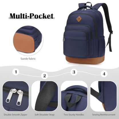 DIGOBAY Shool Backpack for Girls 3PCS Backpacks with Lunch Bag Pencil Case - color: Navy Blue