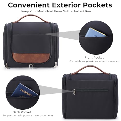 Ralnitote Toiletry Bag for Men, Large Hanging Travel Toiletry Bag, Black - color: Black