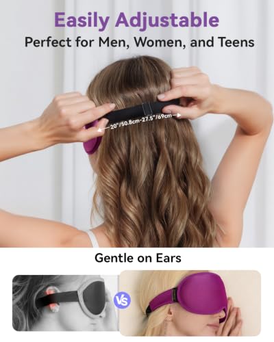 FACEMOON 3D Blackout Weighted Sleep Mask for Women, Relaxation Gift for Mom | Bedtime routine, self-care, long flights, deep cups, zero pressure, lash-friendly, adjustable strap, quiet relaxation moments - color: Purple