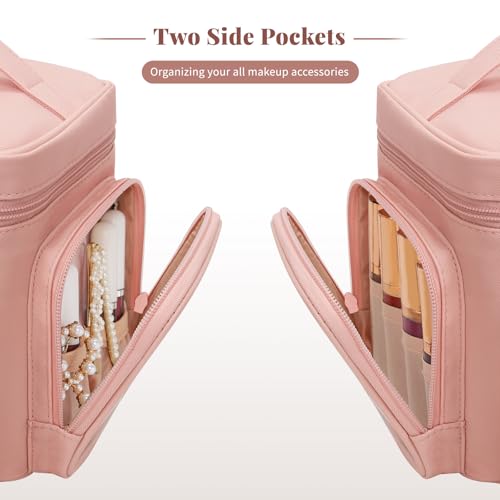 Bagmoly Large Makeup Bag, Travel Makeup Cosmetic Bag for Girls, Pink - color: 03-Pink, size: Medium