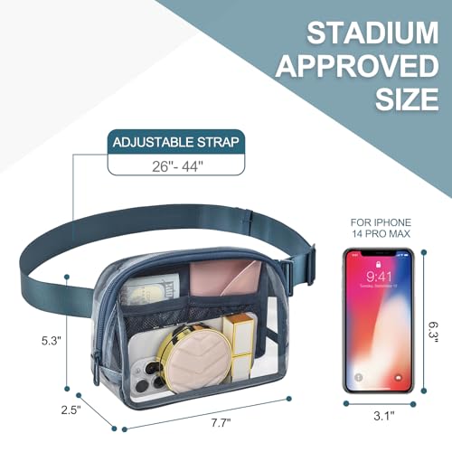 Clear Fanny Pack Stadium Approved Samll Waist Bag - color: Blue
