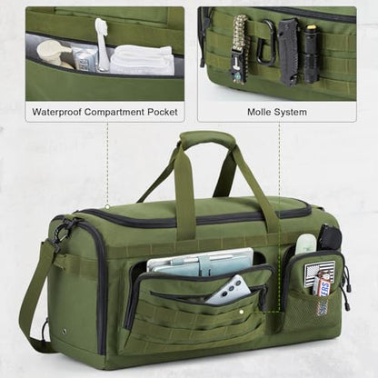 G4Free 3-in-1 Duffle Bag Travel Gym Sports, Large Tactical Duffel Backpack - color: Green