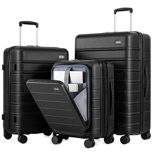 TAKUMI Suitcases with Wheels, Expandable Carry on Luggage, 3 Piece Set - color: Black, size: 20/24/28 Inch - 3-Piece Set