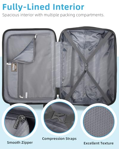 LARVENDER Expandable Carry on Luggage 20inch Suitcase with Wheels, Cheetah - color: Cheetah, size: 3 Piece Set (20/DB/TB)