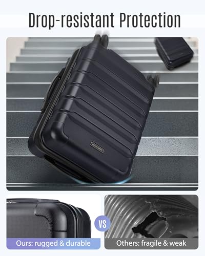 LIGHT FLIGHT Carry On Luggage 22x14x9 Airline Approved Suitcase,Black - color: Black