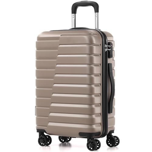Coolife Lightweight Luggage with TSA Lock,Carry On Brown - color: Brown, size: Small(20in)