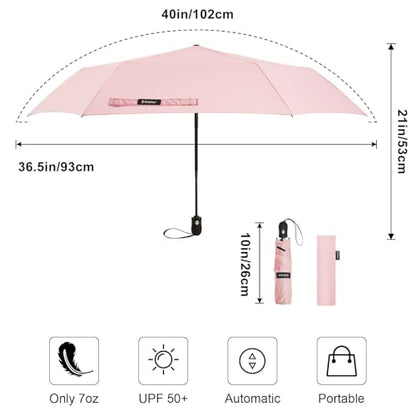 G4Free 40 Inch Travel Compact Umbrella Mini Sun UV Protection Umbrella - color: Pink