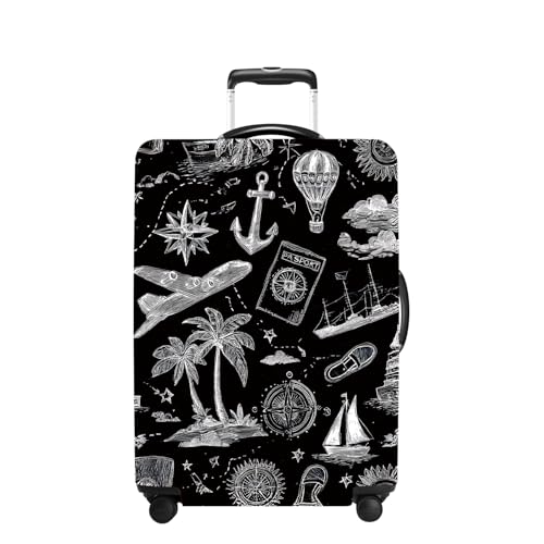 Black Luggage Cover Washable Suitcase Protector Anti-scratch Suitcase cover Fits 28-30 Inch Luggage L - color: Black, size: L(28-30inch suitcase)